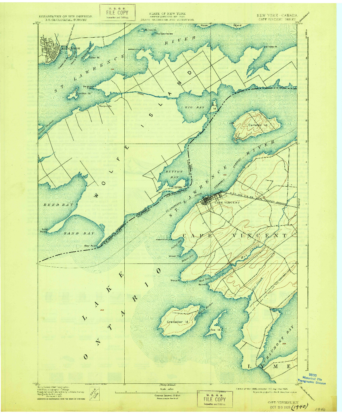 USGS 1:62500-SCALE QUADRANGLE FOR CAPE VINCENT, NY 1895