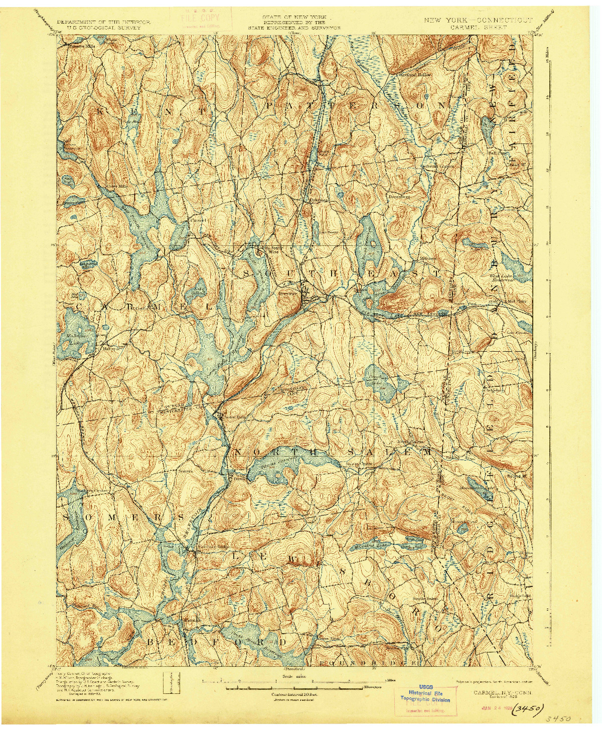 USGS 1:62500-SCALE QUADRANGLE FOR CARMEL, NY 1928