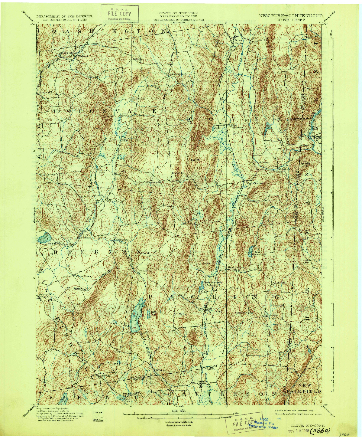 USGS 1:62500-SCALE QUADRANGLE FOR CLOVE, NY 1901