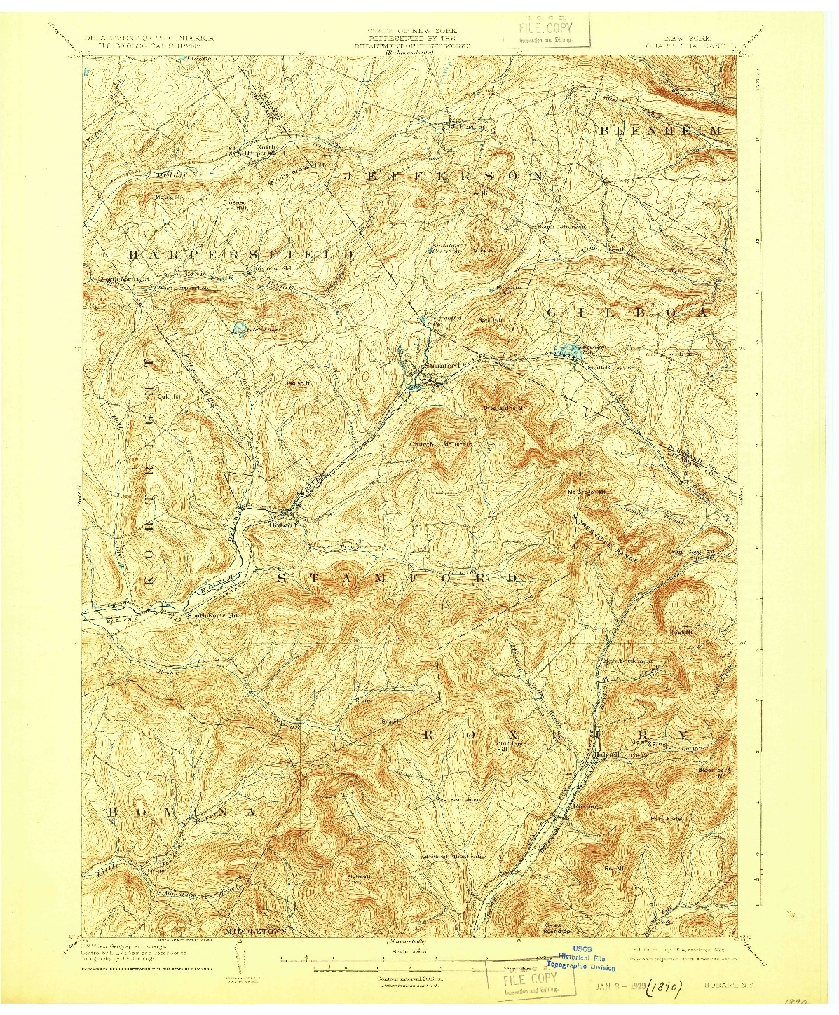 USGS 1:62500-SCALE QUADRANGLE FOR HOBART, NY 1904