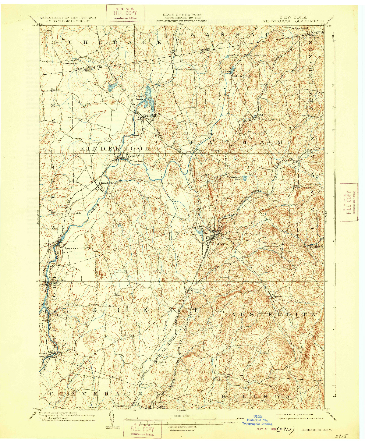 USGS 1:62500-SCALE QUADRANGLE FOR KINDERHOOK, NY 1903