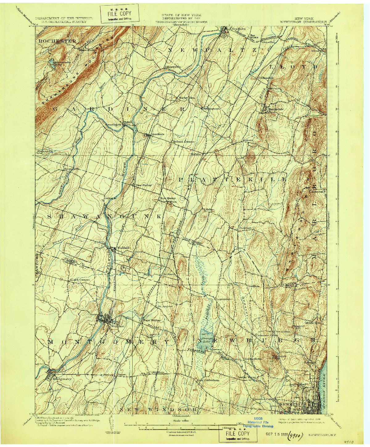 USGS 1:62500-SCALE QUADRANGLE FOR NEWBURGH, NY 1903