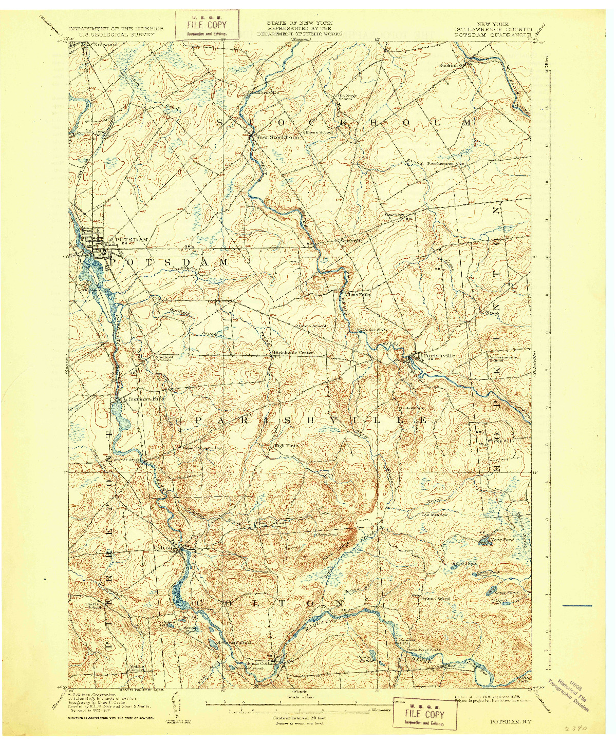 USGS 1:62500-SCALE QUADRANGLE FOR POTSDAM, NY 1908