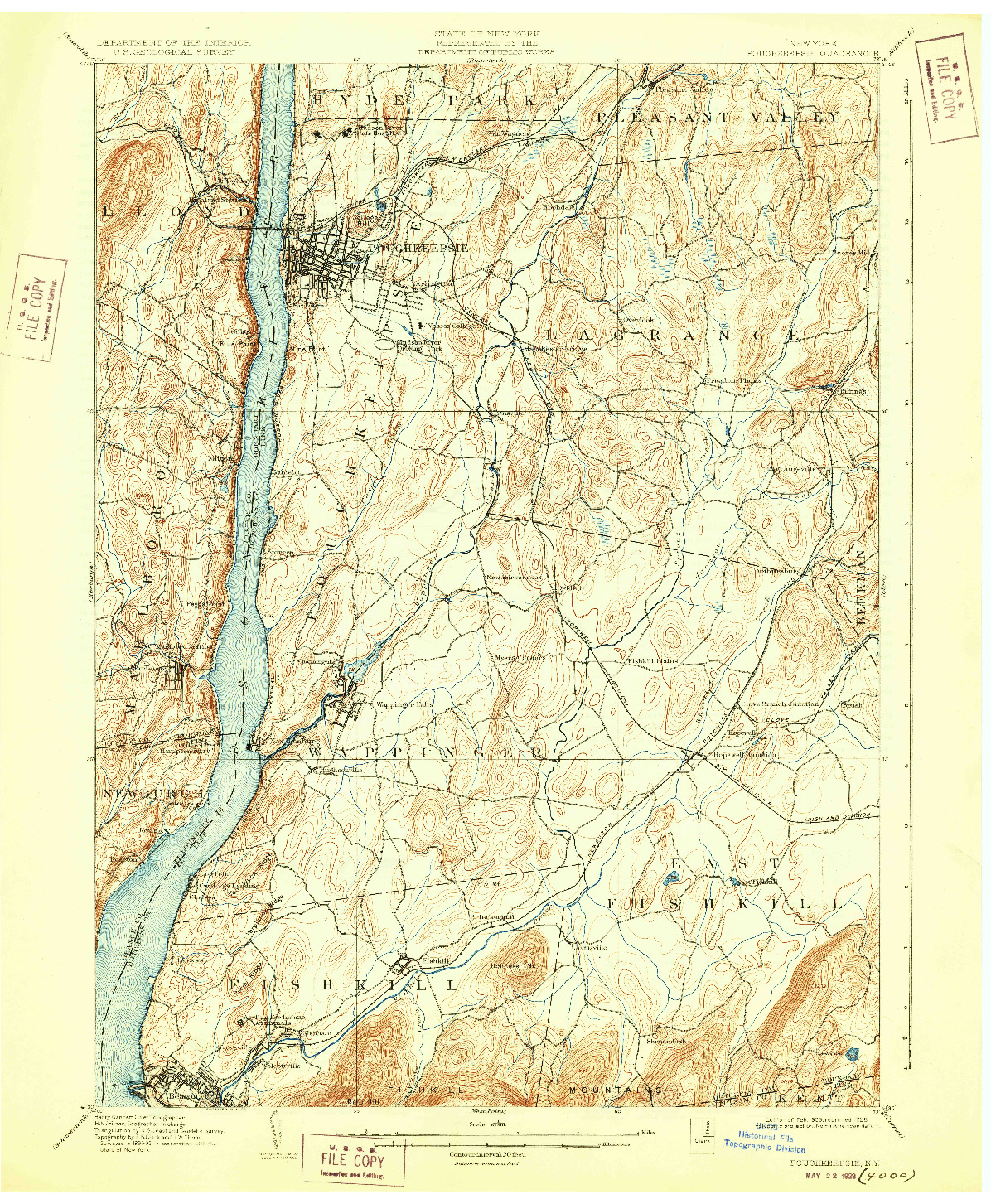 USGS 1:62500-SCALE QUADRANGLE FOR POUGHKEEPSIE, NY 1903