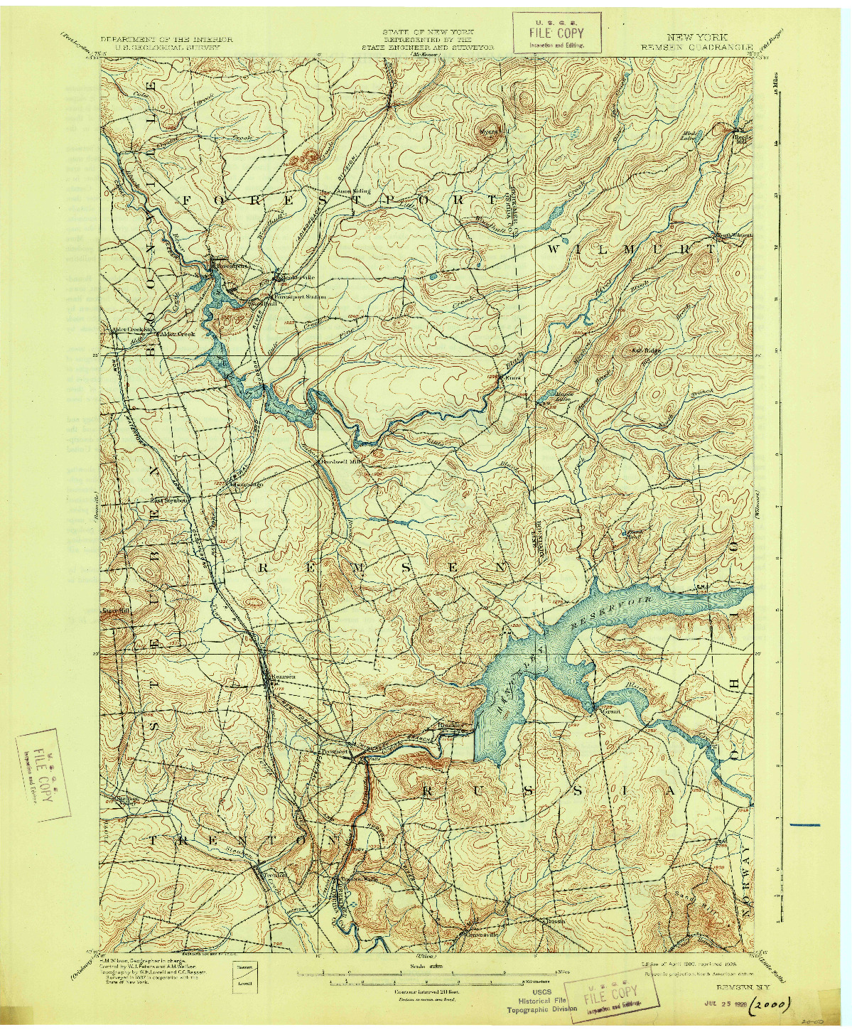 USGS 1:62500-SCALE QUADRANGLE FOR REMSEN, NY 1900