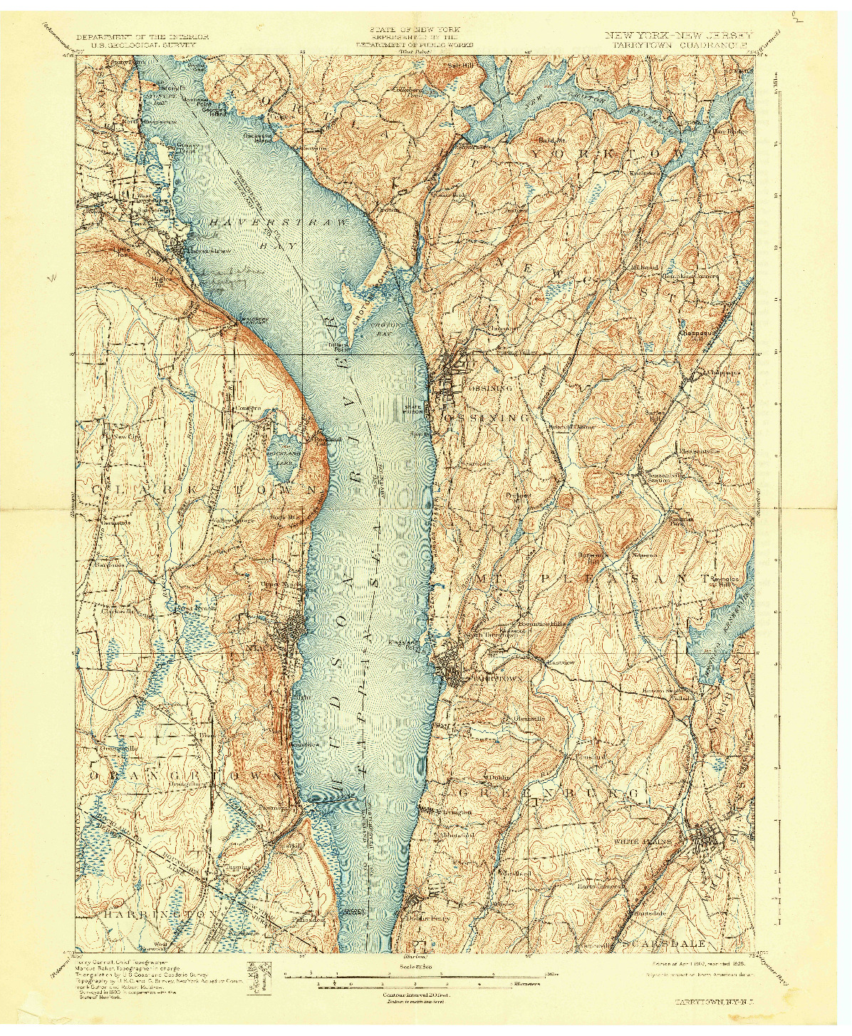 USGS 1:62500-SCALE QUADRANGLE FOR TARRYTOWN, NY 1902