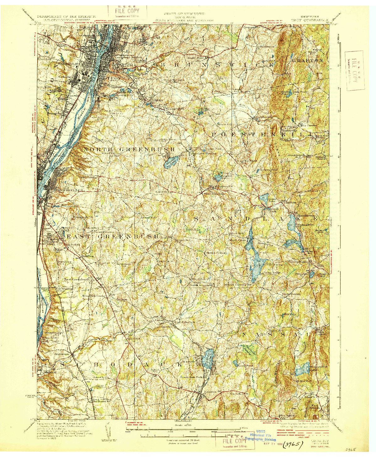 USGS 1:62500-SCALE QUADRANGLE FOR TROY, NY 1928