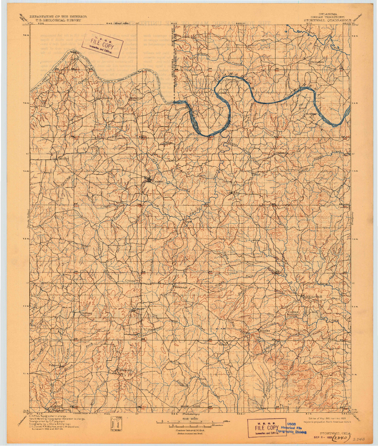 USGS 1:125000-SCALE QUADRANGLE FOR STONEWALL, OK 1901