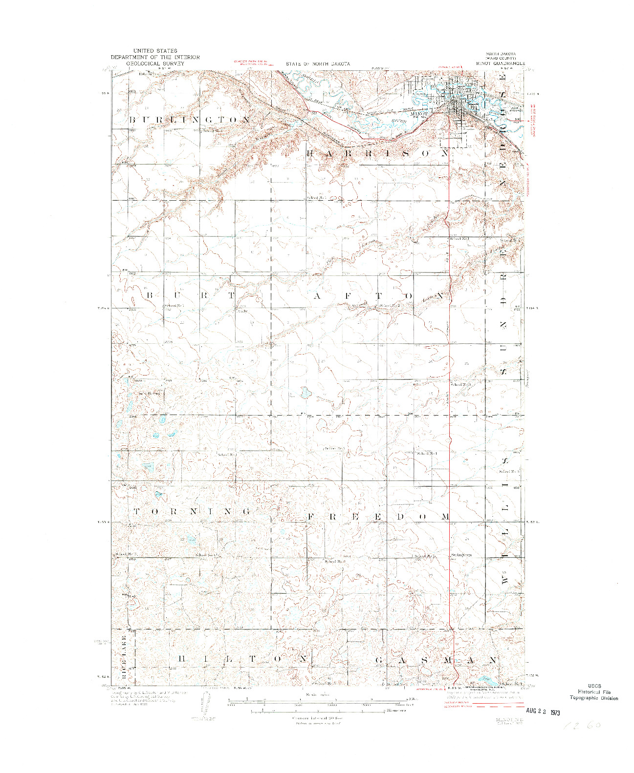 USGS 1:62500-SCALE QUADRANGLE FOR MINOT, ND 1928