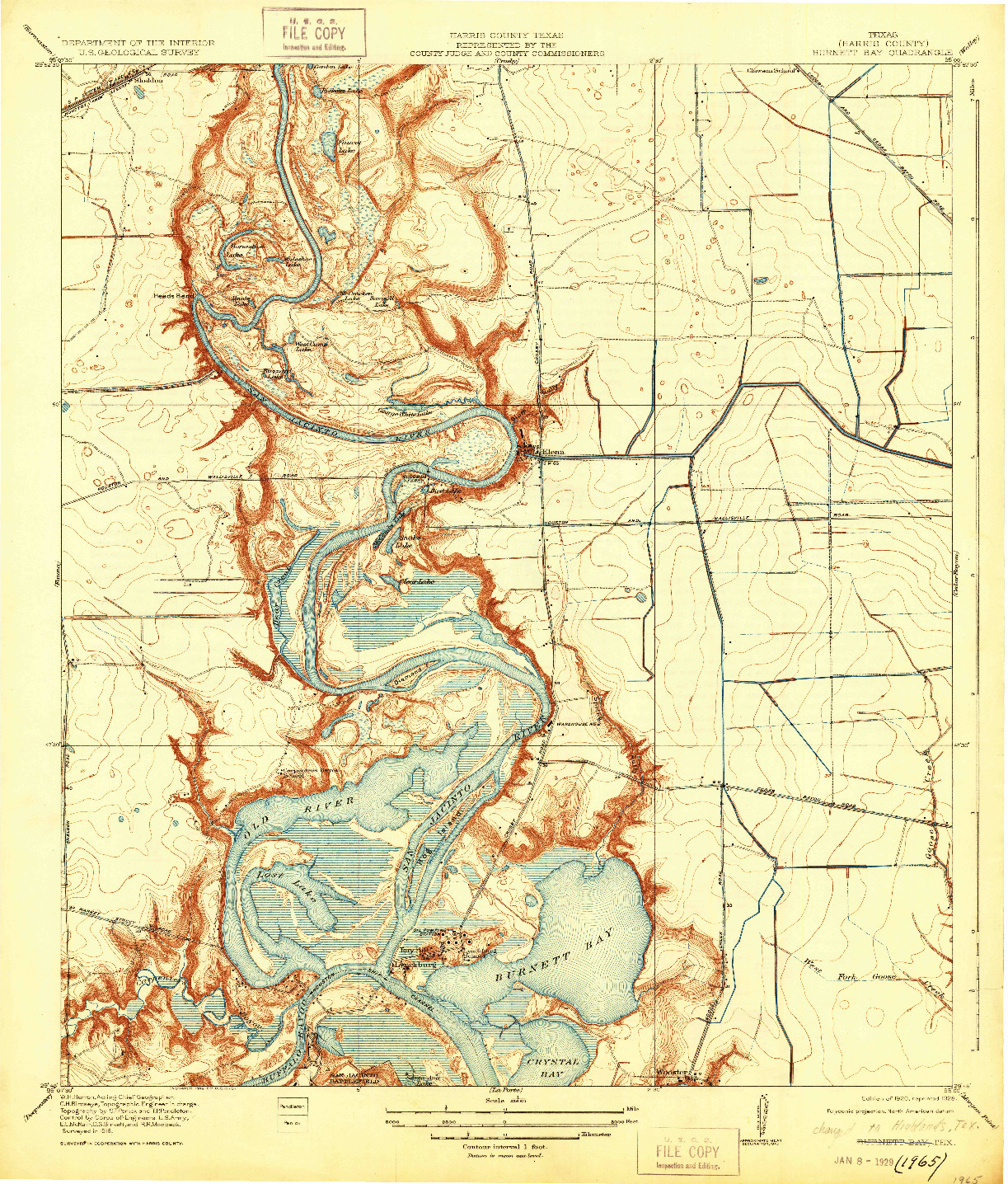 USGS 1:31680-SCALE QUADRANGLE FOR HIGHLANDS, TX 1920