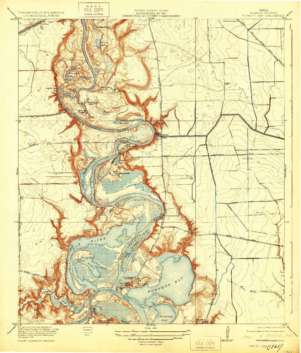 USGS 1:31680-SCALE QUADRANGLE FOR HIGHLANDS, TX 1920