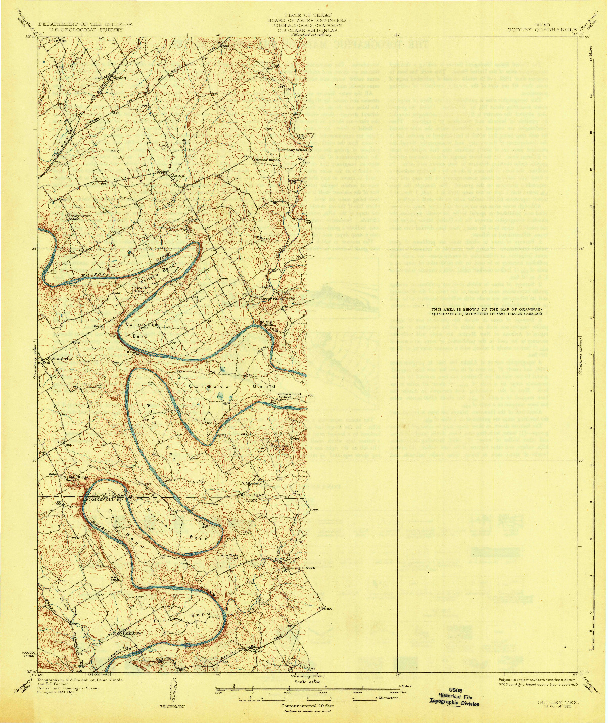 USGS 1:62500-SCALE QUADRANGLE FOR GODLEY, TX 1928