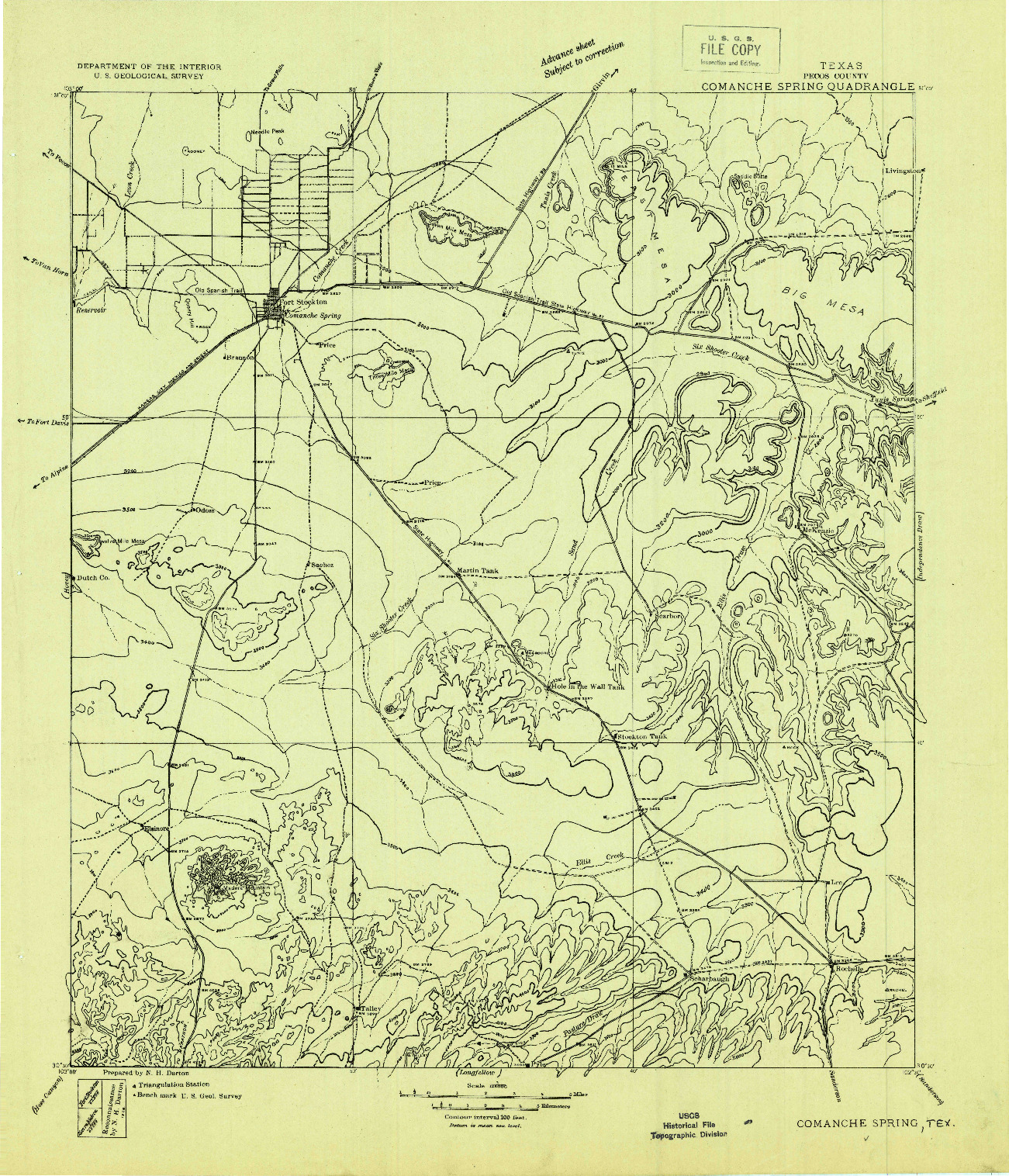 USGS 1:125000-SCALE QUADRANGLE FOR COMANCHE SPRING, TX 1928