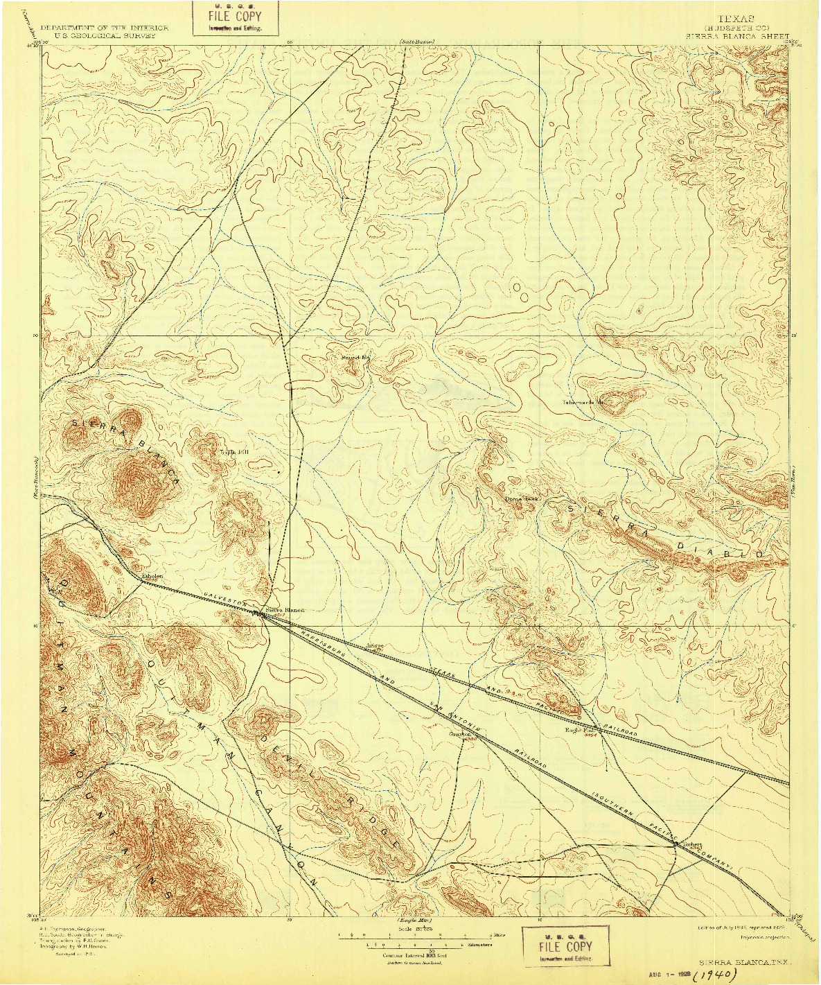 USGS 1:125000-SCALE QUADRANGLE FOR SIERRA BLANCA, TX 1895