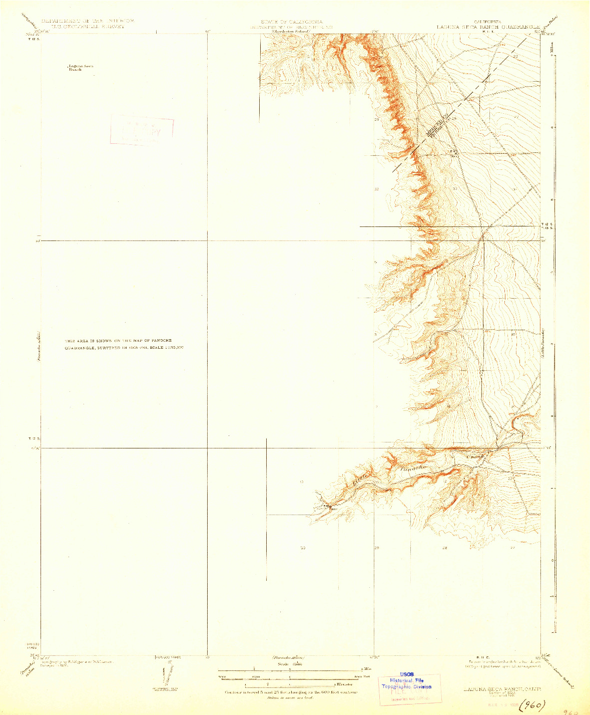 USGS 1:31680-SCALE QUADRANGLE FOR LAGUNA SECA RANCH, CA 1923