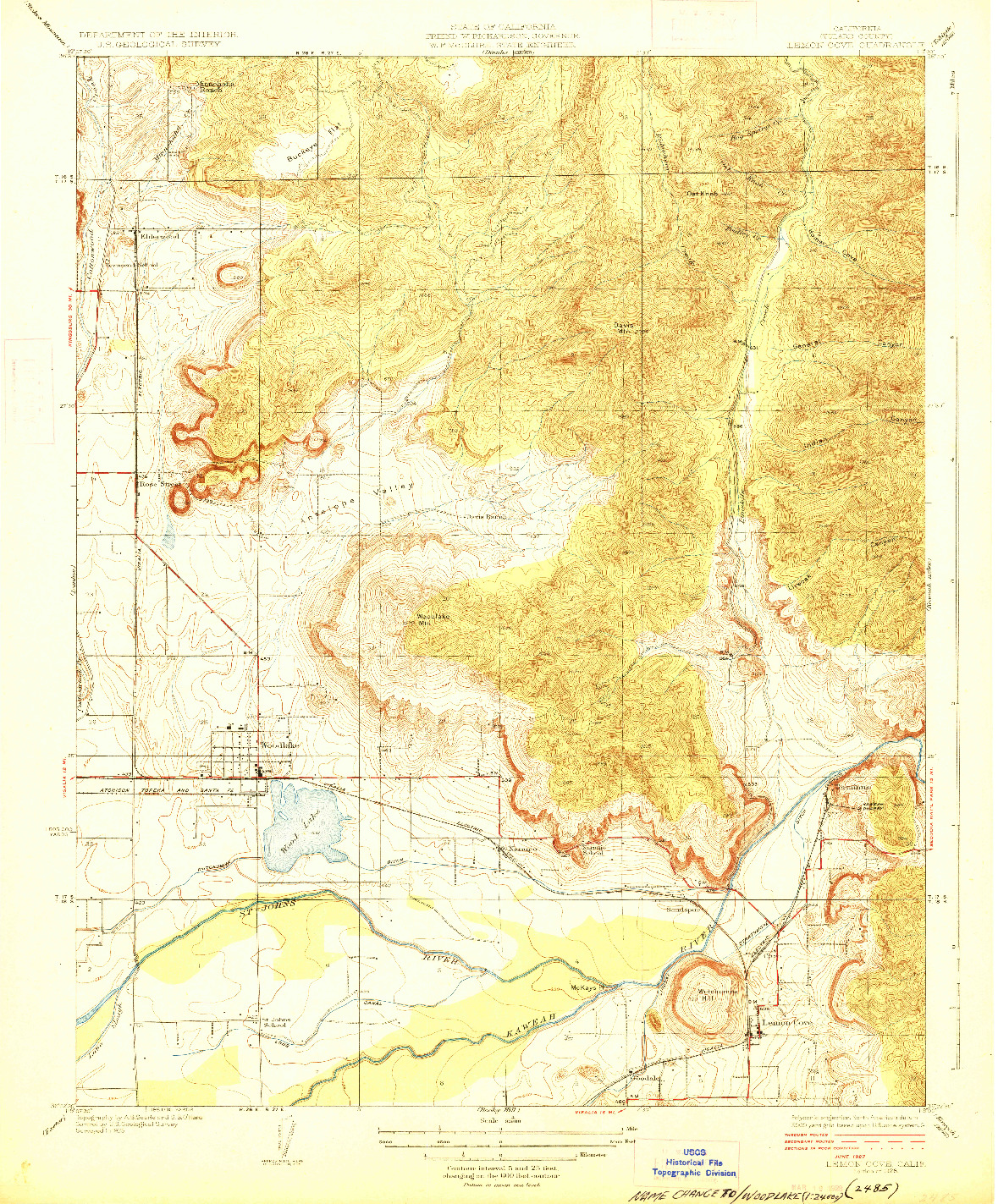 USGS 1:31680-SCALE QUADRANGLE FOR LEMON COVE, CA 1928