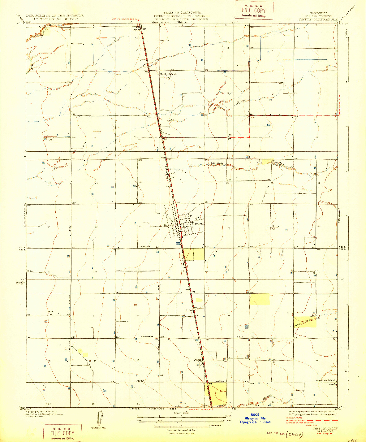 USGS 1:31680-SCALE QUADRANGLE FOR TIPTON, CA 1928