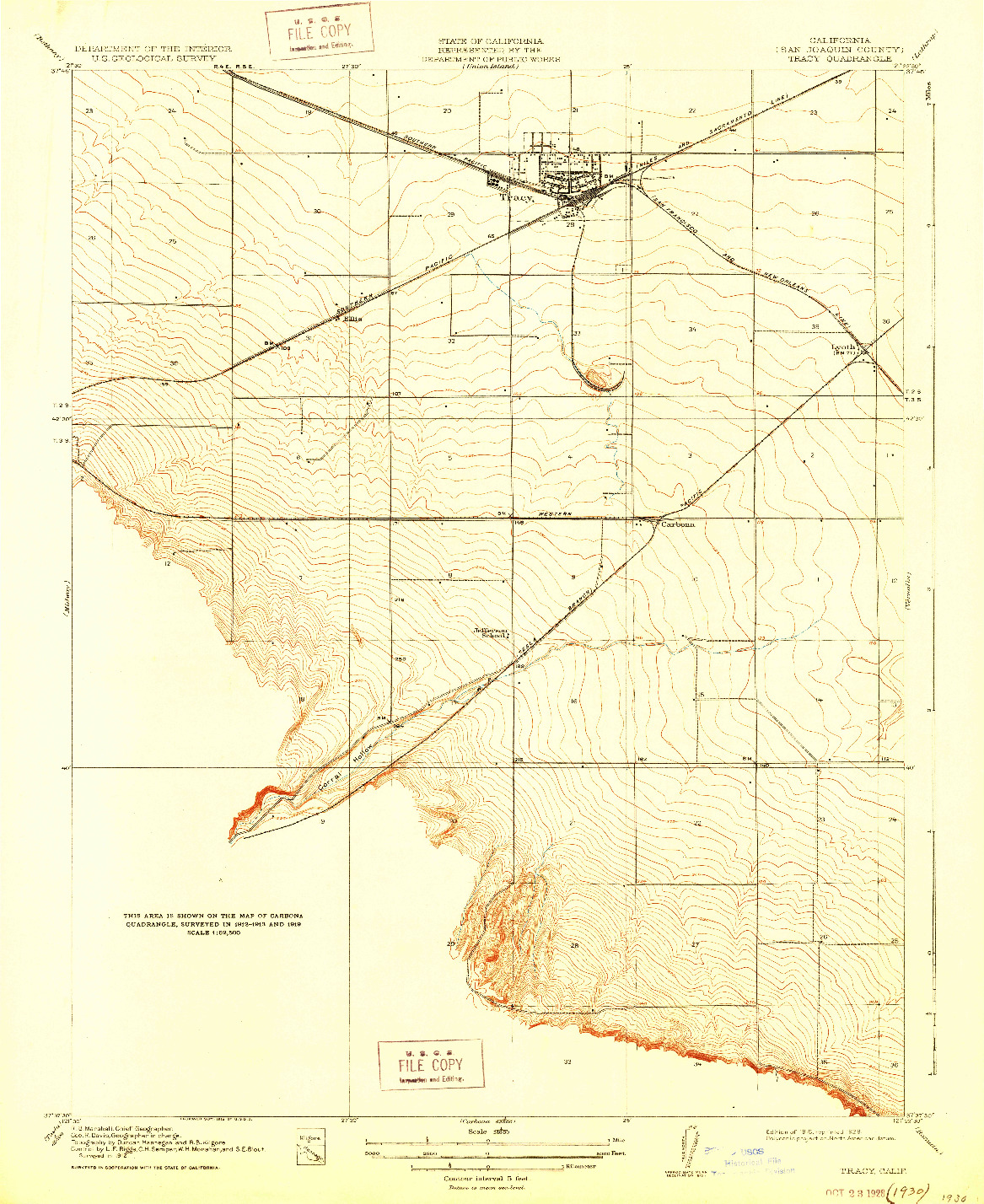 USGS 1:31680-SCALE QUADRANGLE FOR TRACY, CA 1916