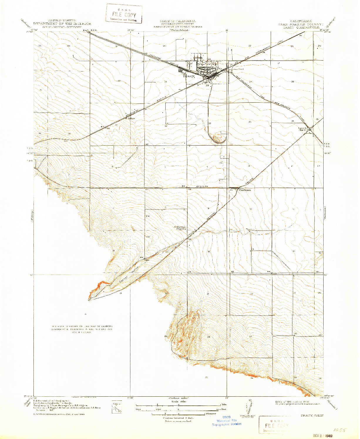 USGS 1:31680-SCALE QUADRANGLE FOR TRACY, CA 1916