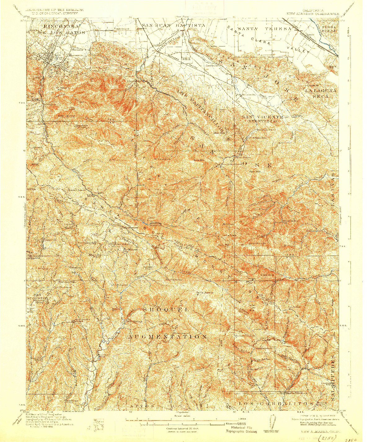 USGS 1:62500-SCALE QUADRANGLE FOR NEW ALMADEN, CA 1919