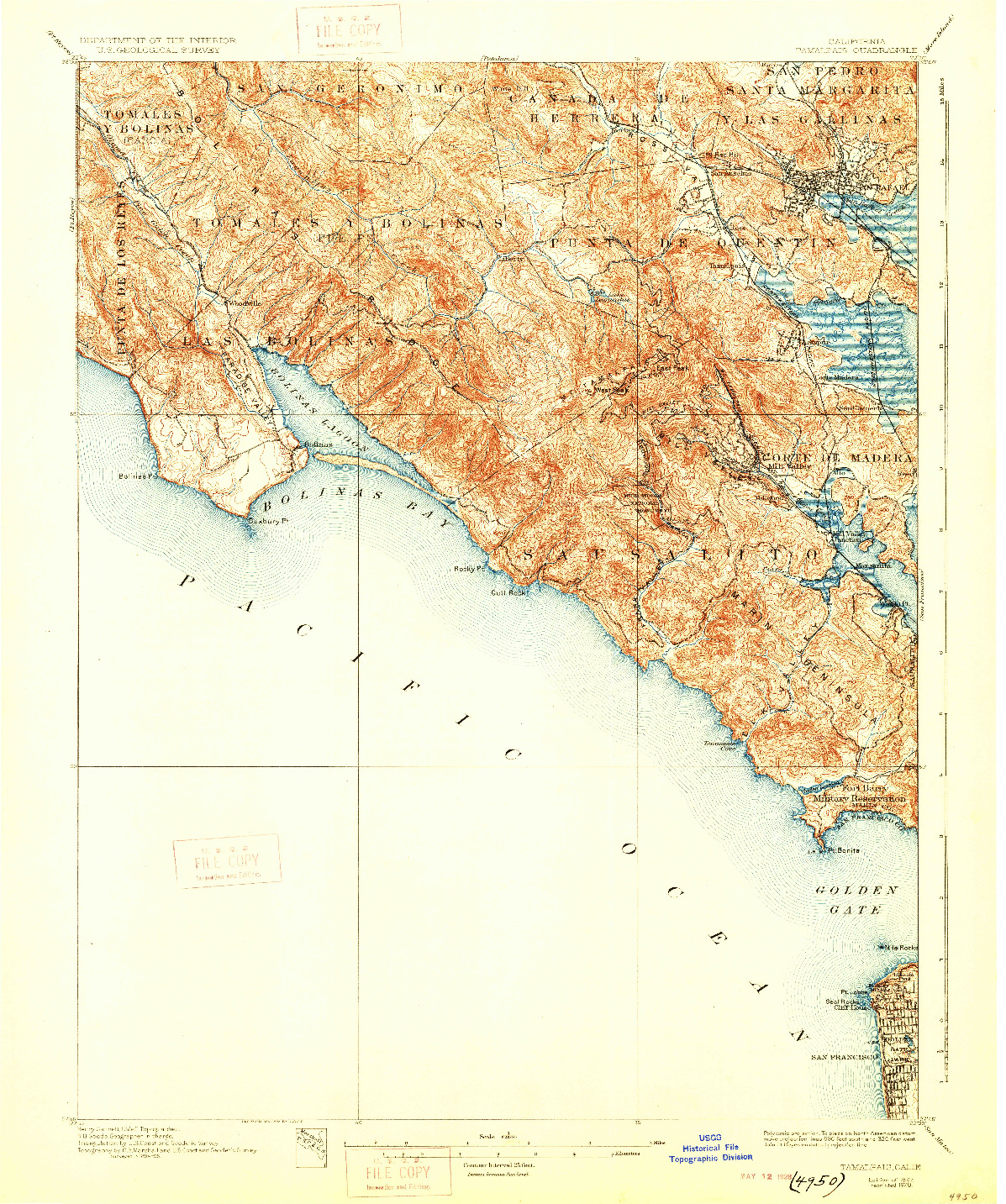 USGS 1:62500-SCALE QUADRANGLE FOR TAMALPAIS, CA 1897