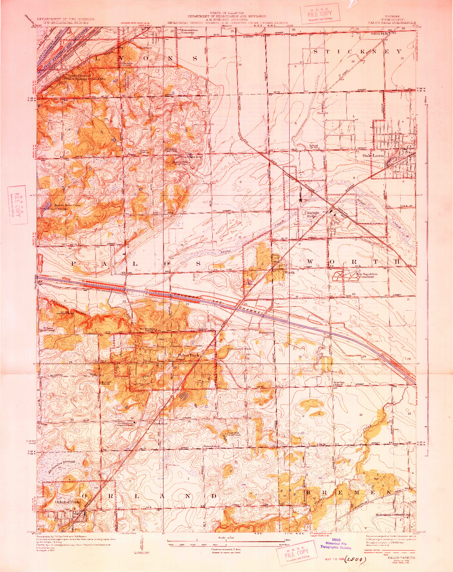 USGS 1:24000-SCALE QUADRANGLE FOR PALOS PARK, IL 1928