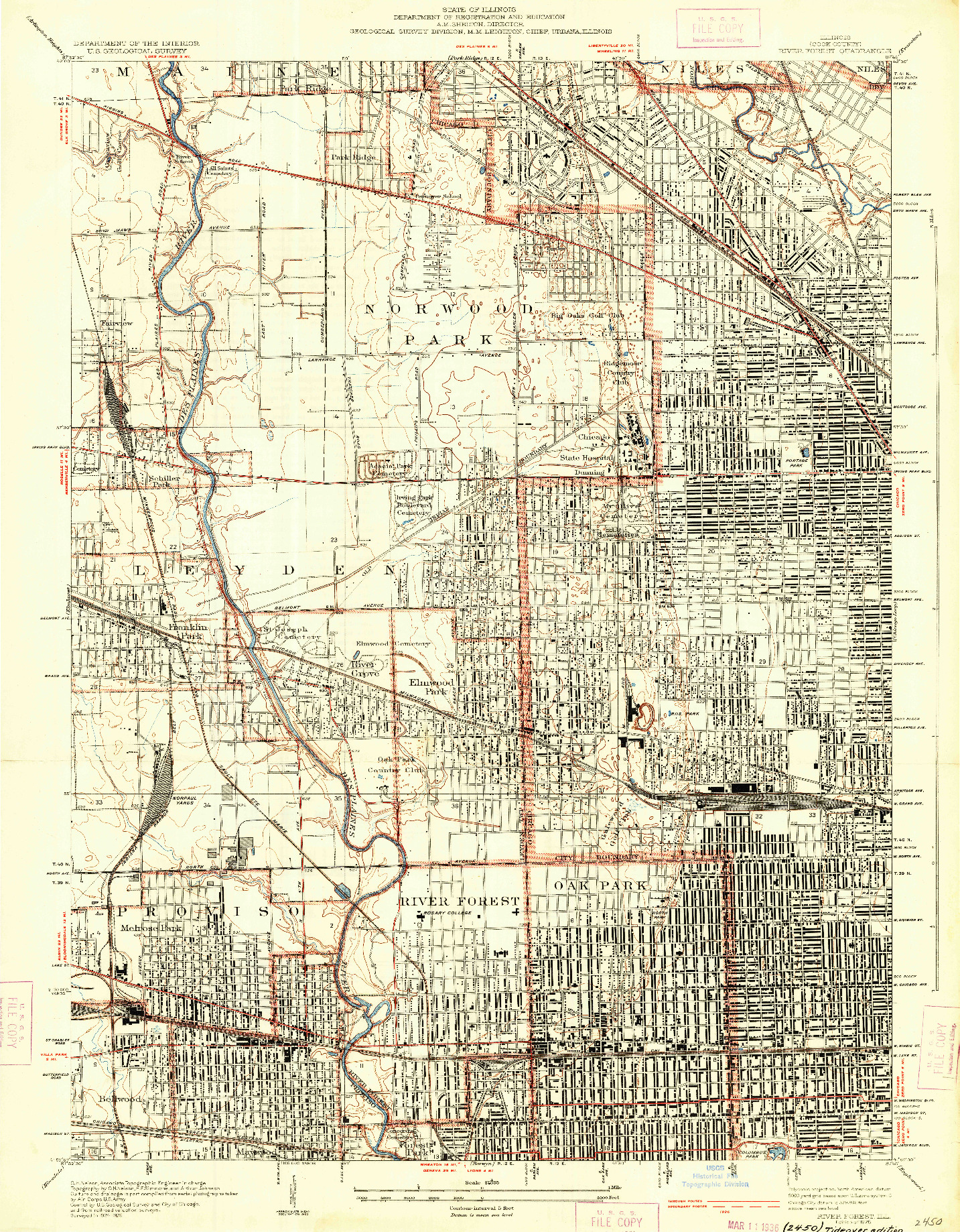 USGS 1:24000-SCALE QUADRANGLE FOR RIVER FOREST, IL 1928