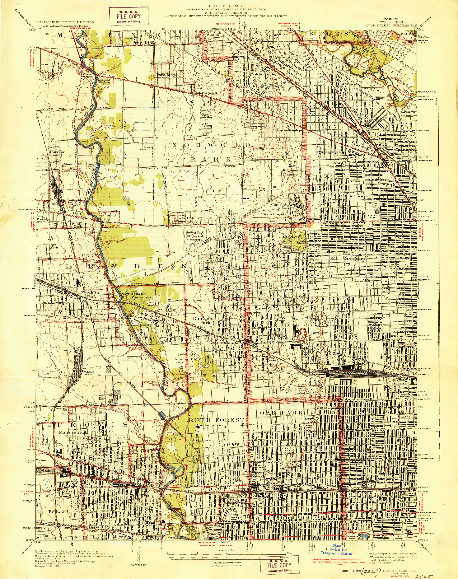 USGS 1:24000-SCALE QUADRANGLE FOR RIVER FOREST, IL 1928