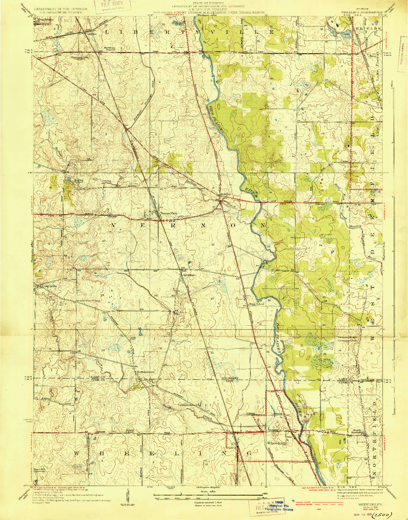 USGS 1:24000-SCALE QUADRANGLE FOR WHEELING, IL 1928