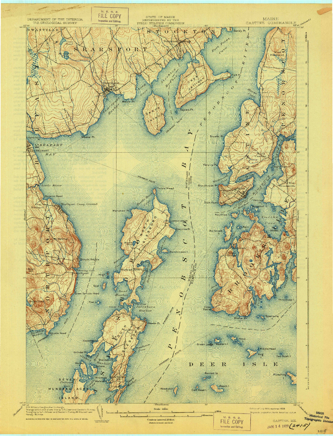 USGS 1:62500-SCALE QUADRANGLE FOR CASTINE, ME 1904