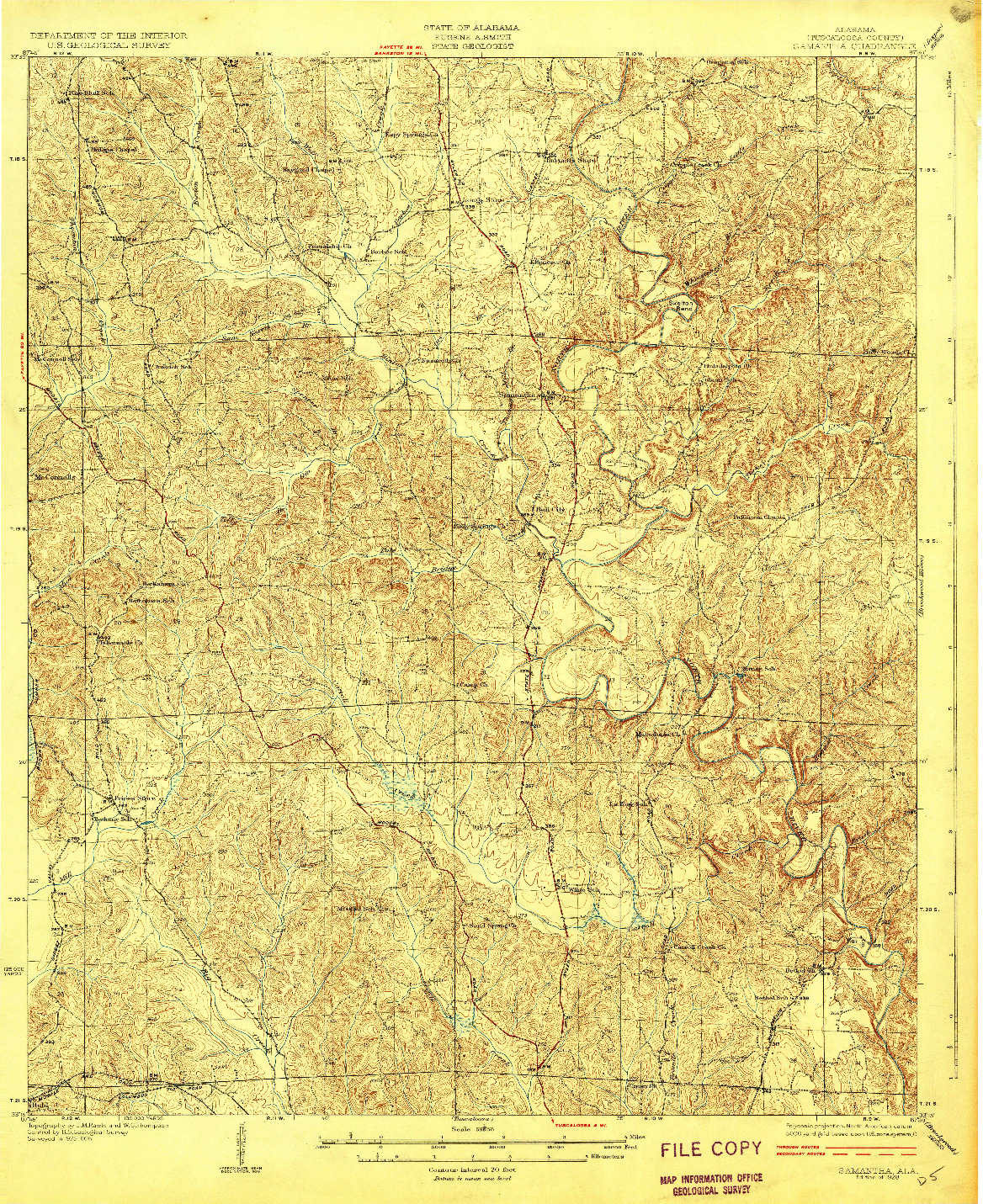 USGS 1:62500-SCALE QUADRANGLE FOR SAMANTHA, AL 1928