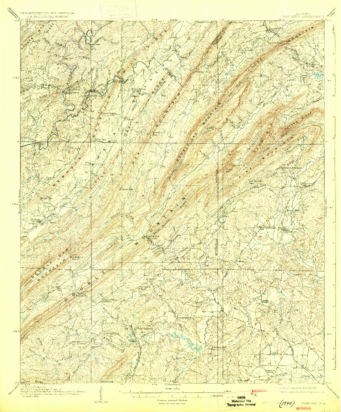 USGS 1:62500-SCALE QUADRANGLE FOR VANDIVER, AL 1908