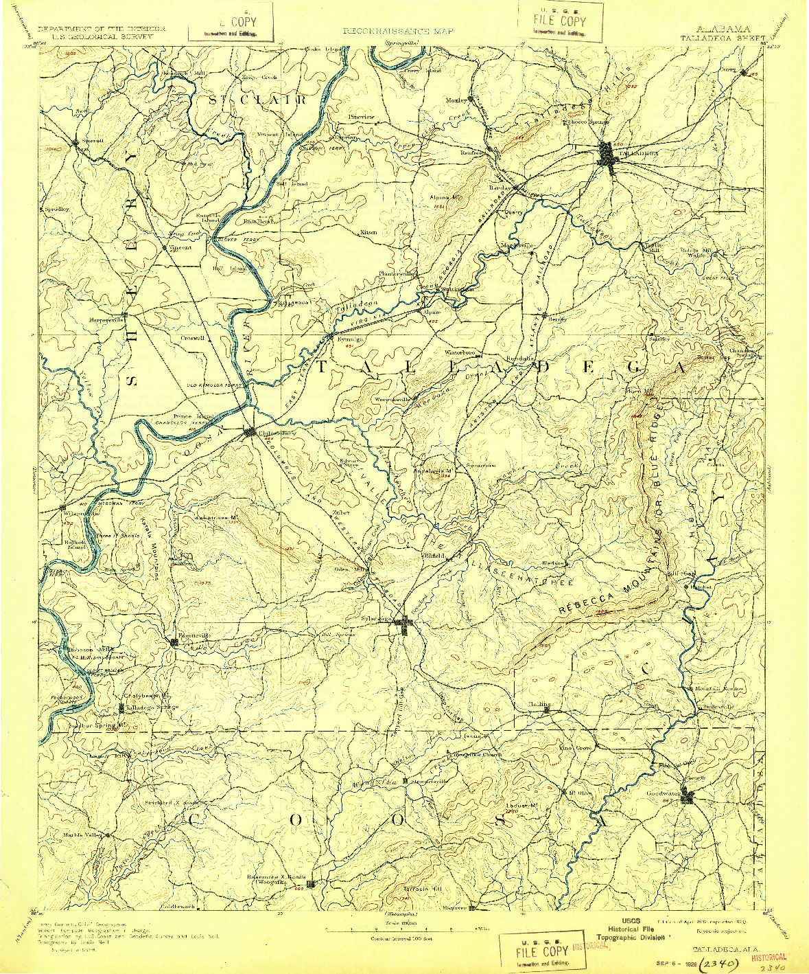 USGS 1:125000-SCALE QUADRANGLE FOR TALLADEGA, AL 1892