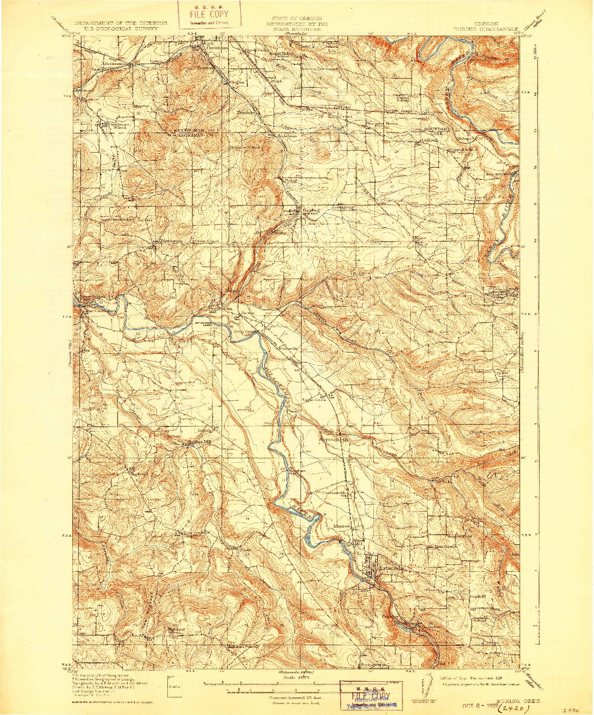 USGS 1:62500-SCALE QUADRANGLE FOR BORING, OR 1914