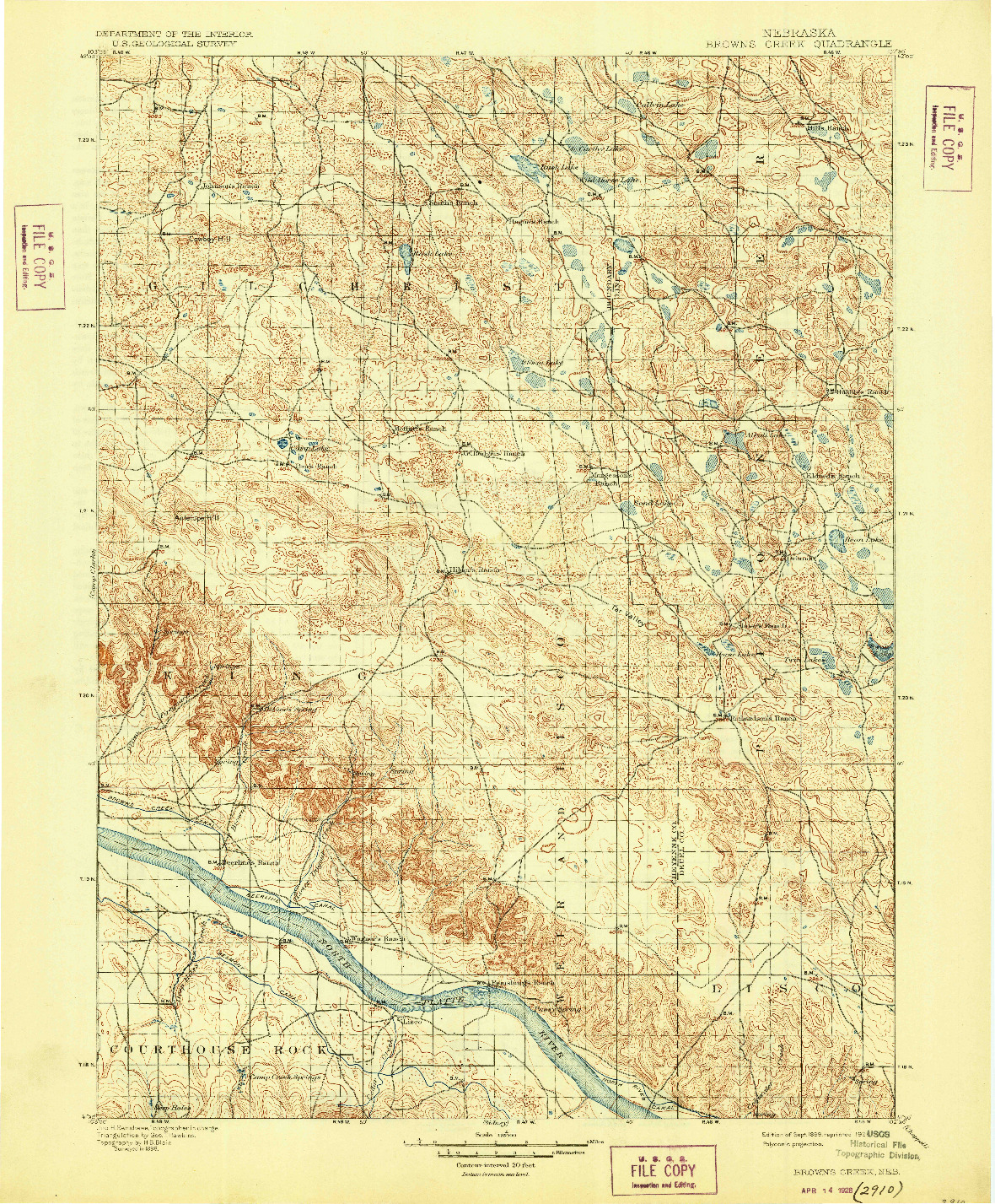 USGS 1:125000-SCALE QUADRANGLE FOR BROWNS CREEK, NE 1899