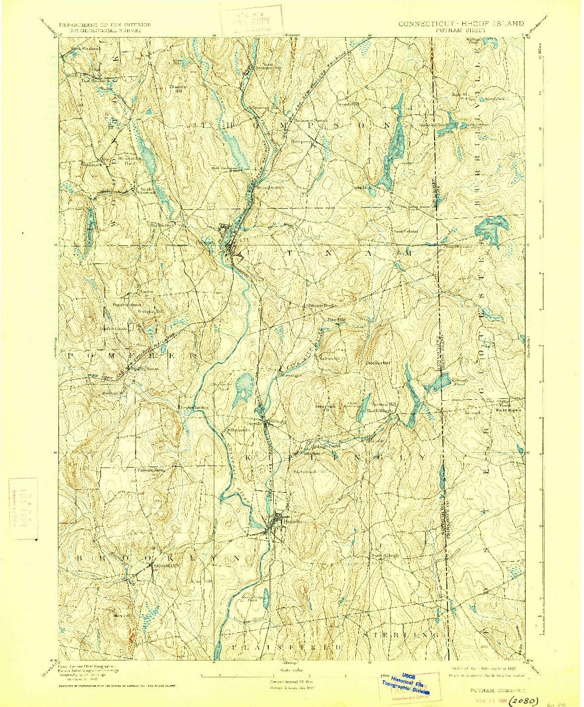 USGS 1:62500-SCALE QUADRANGLE FOR PUTNAM, CT 1893