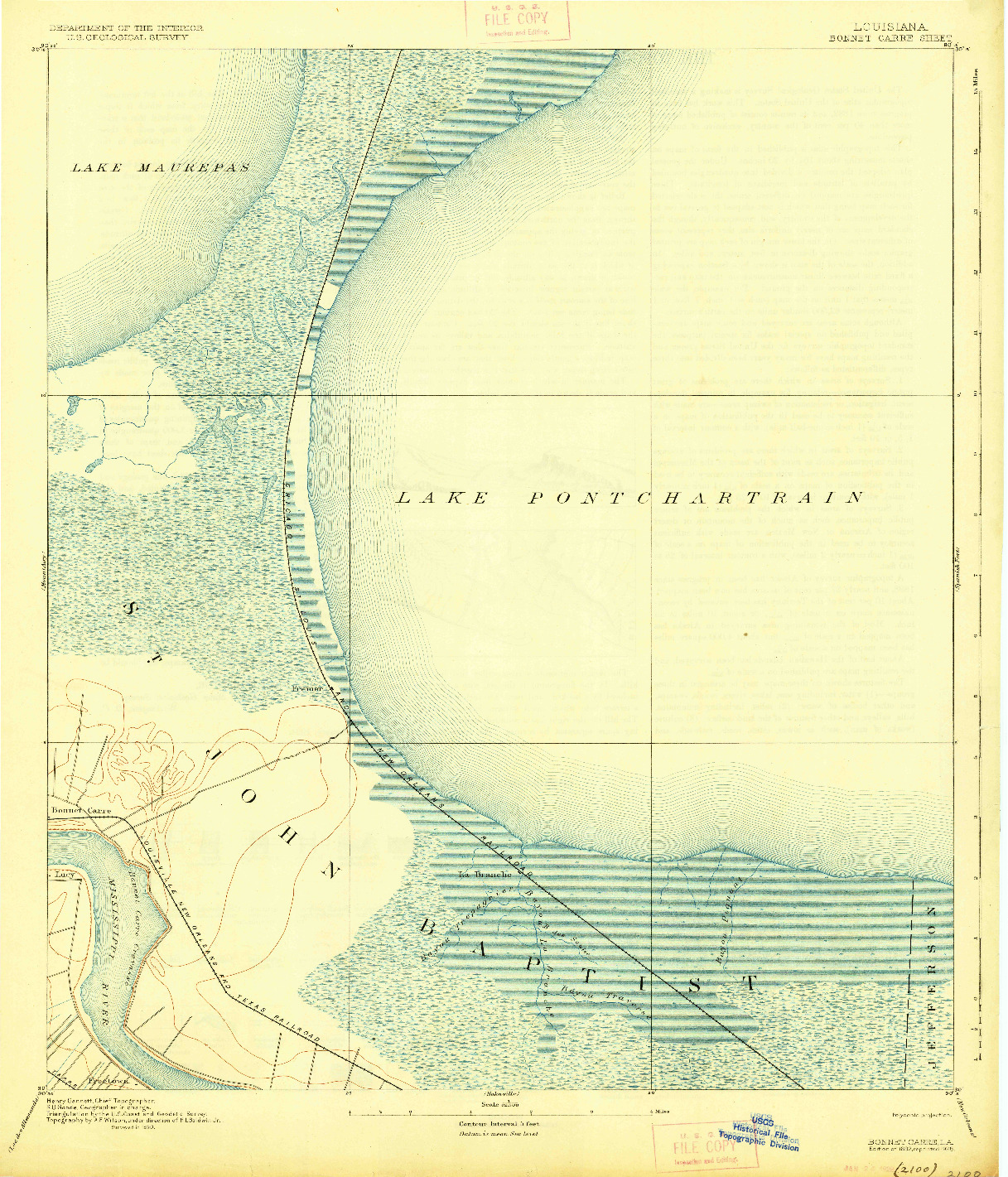 USGS 1:62500-SCALE QUADRANGLE FOR BONNET CARRE, LA 1892