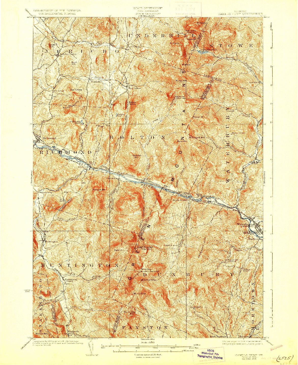 USGS 1:62500-SCALE QUADRANGLE FOR CAMELS HUMP, VT 1924