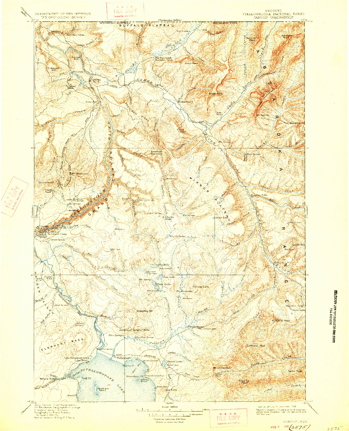 USGS 1:125000-SCALE QUADRANGLE FOR CANYON, WY 1911