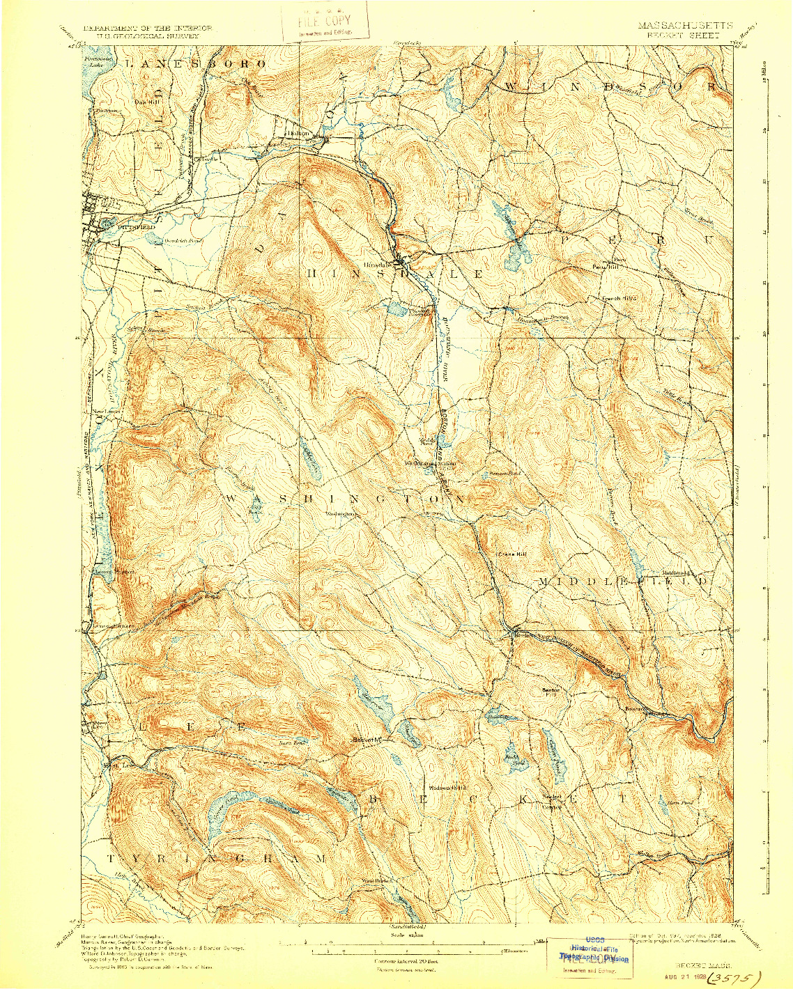 USGS 1:62500-SCALE QUADRANGLE FOR BECKET, MA 1897