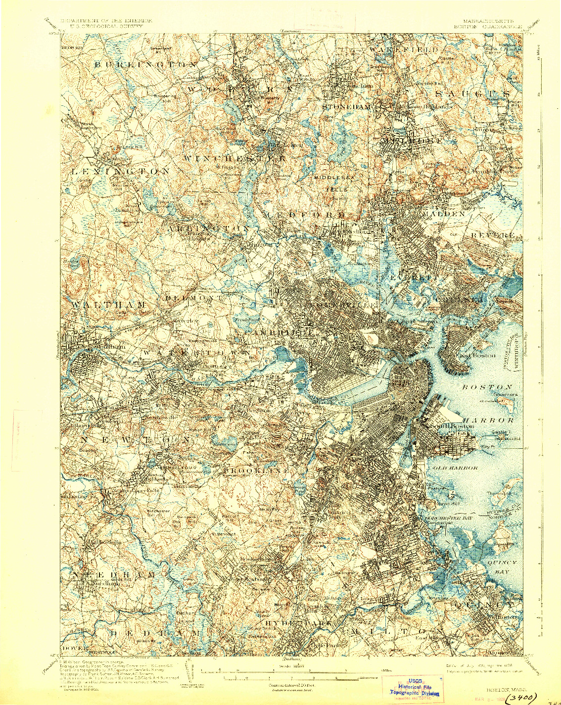 USGS 1:62500-SCALE QUADRANGLE FOR BOSTON, MA 1903