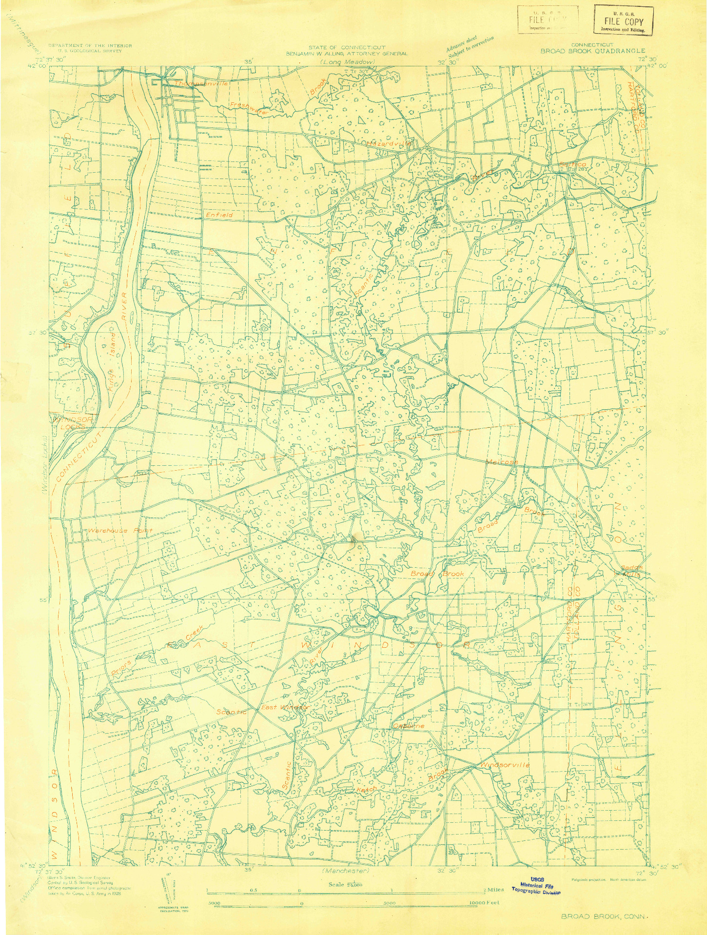 USGS 1:24000-SCALE QUADRANGLE FOR BROAD BROOK, CT 1928