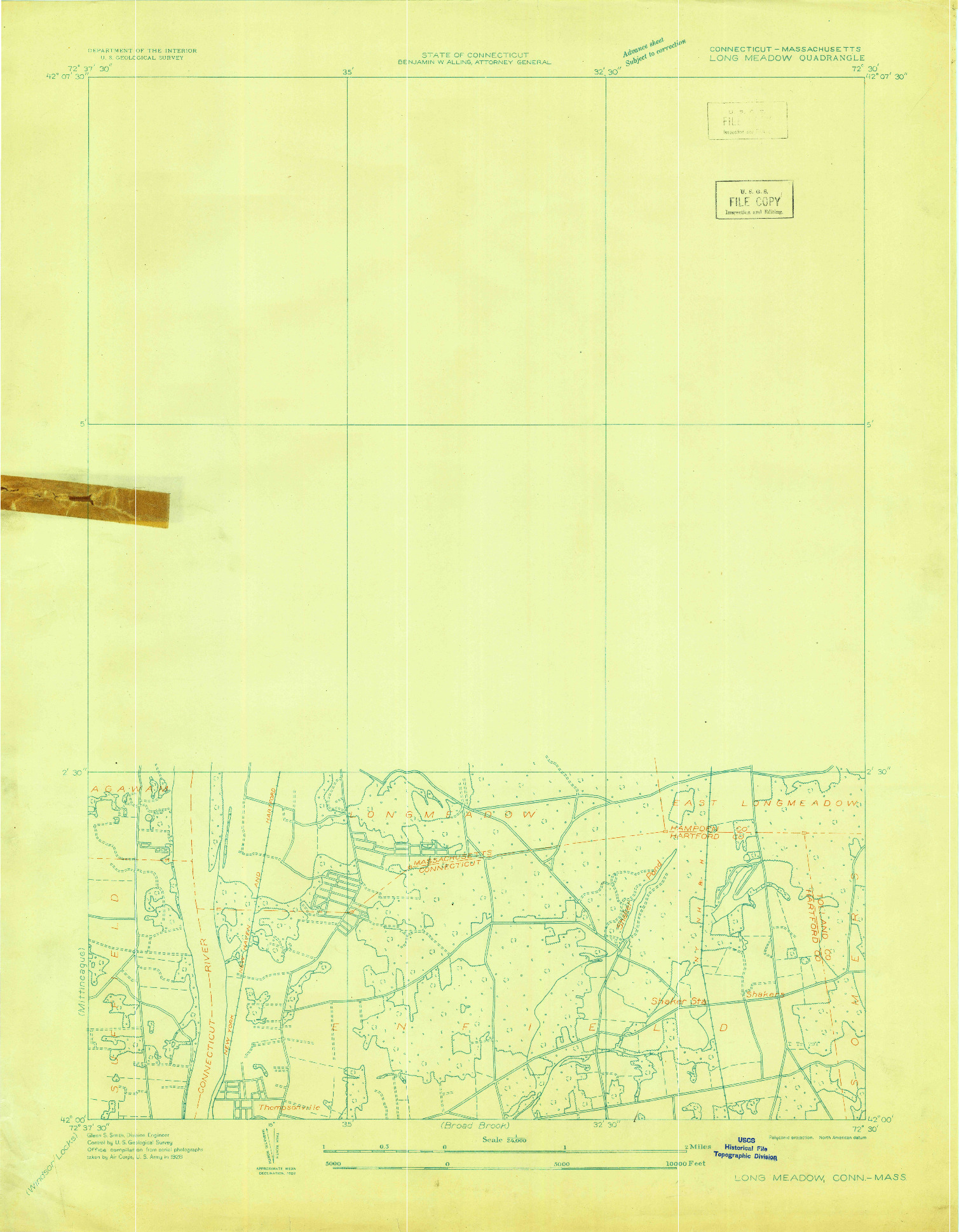 USGS 1:24000-SCALE QUADRANGLE FOR LONG MEADOW, CT 1928