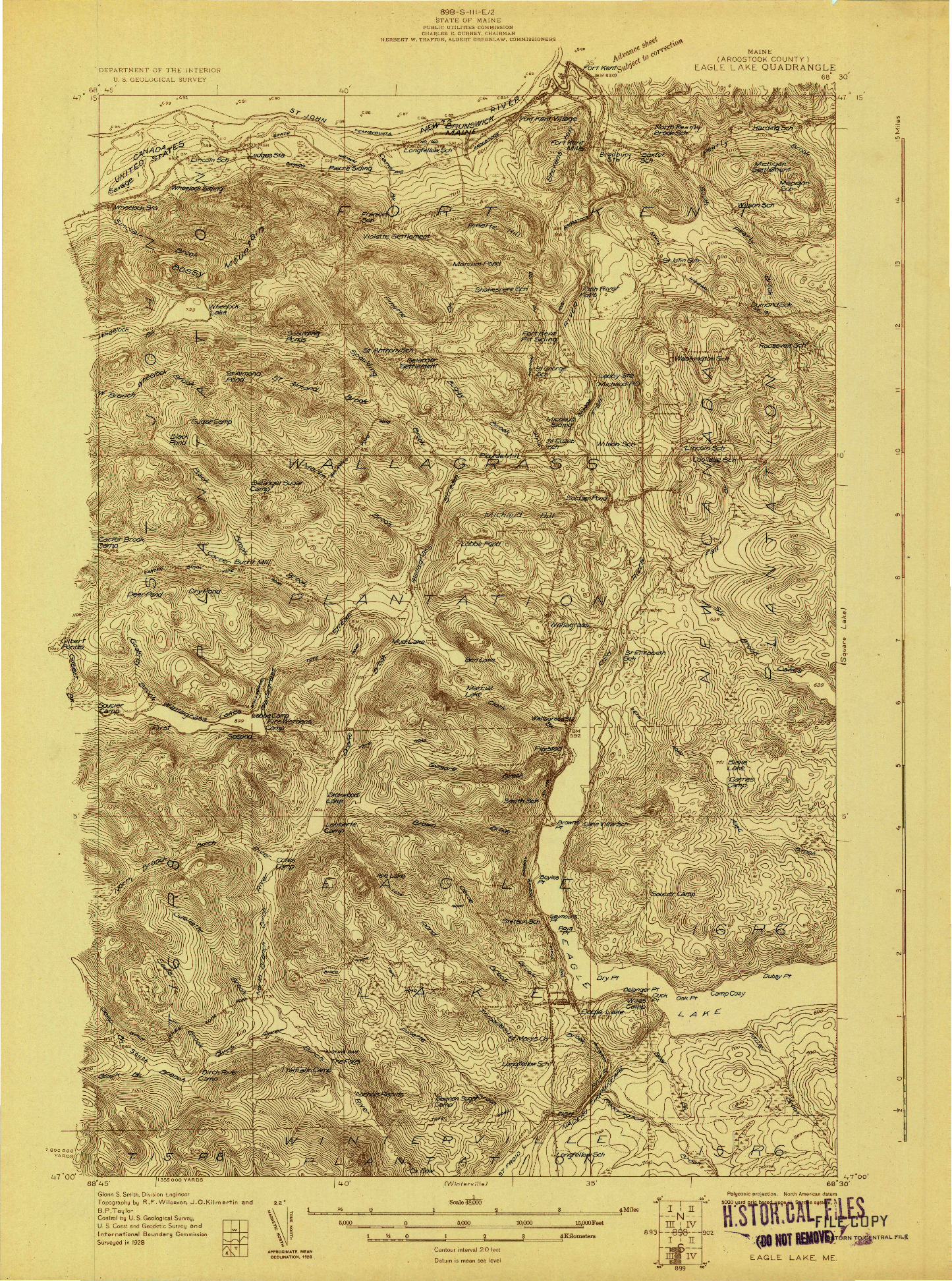 USGS 1:48000-SCALE QUADRANGLE FOR EAGLE LAKE, ME 1928