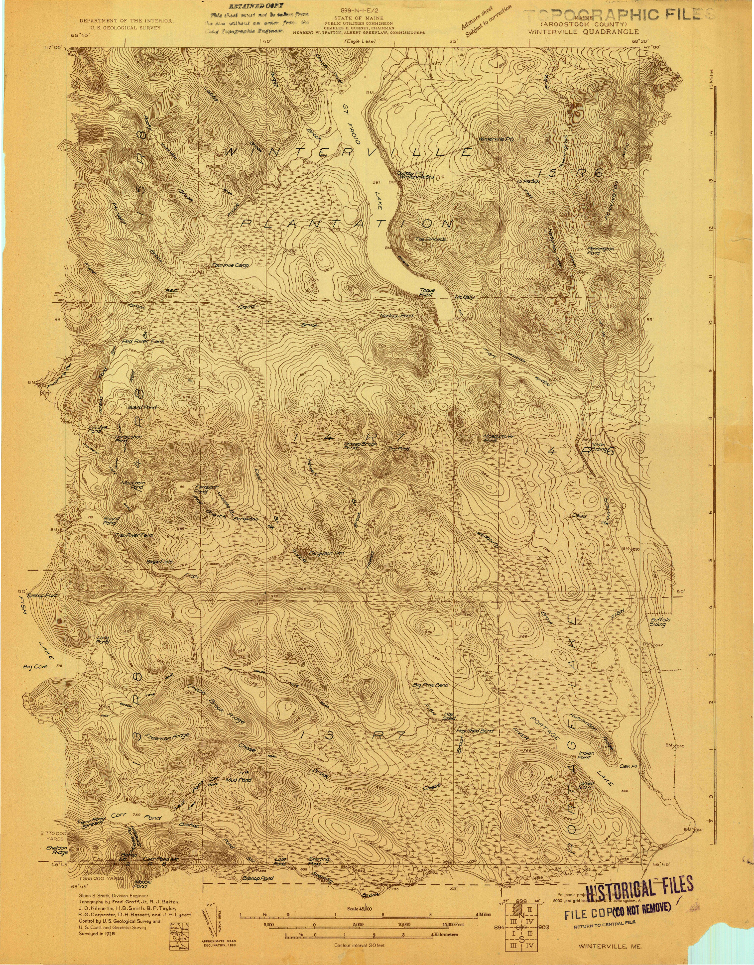 USGS 1:48000-SCALE QUADRANGLE FOR WINTERVILLE, ME 1928