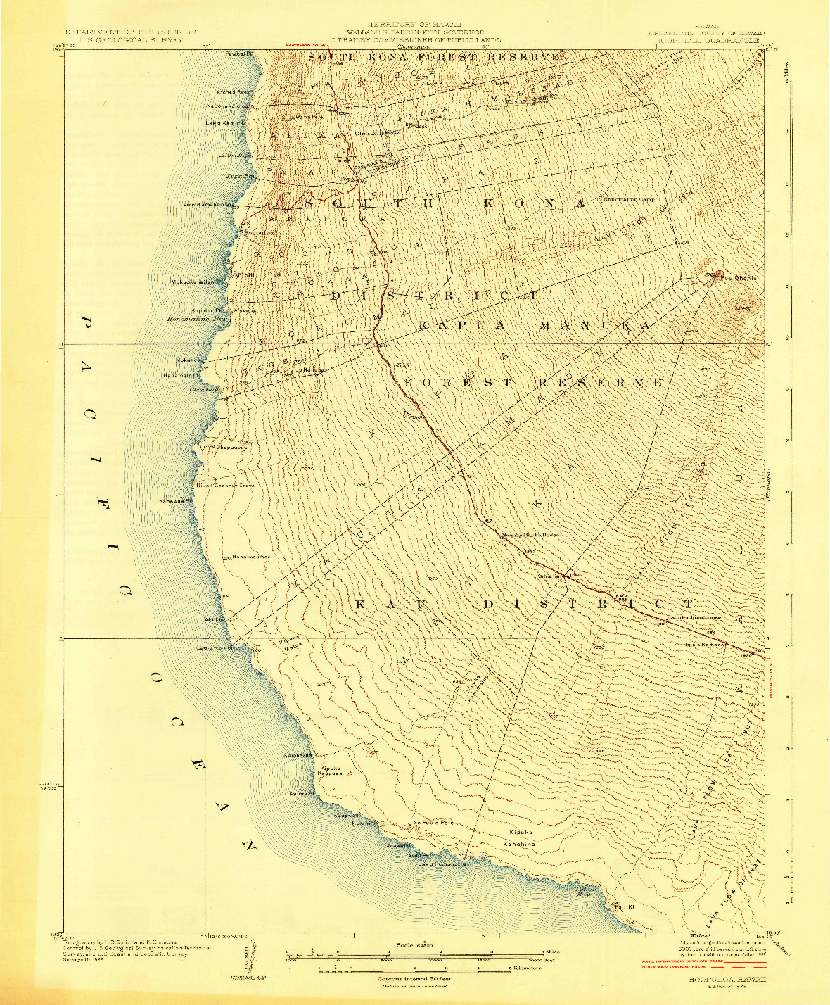 USGS 1:62500-SCALE QUADRANGLE FOR HOOPULOA, HI 1928