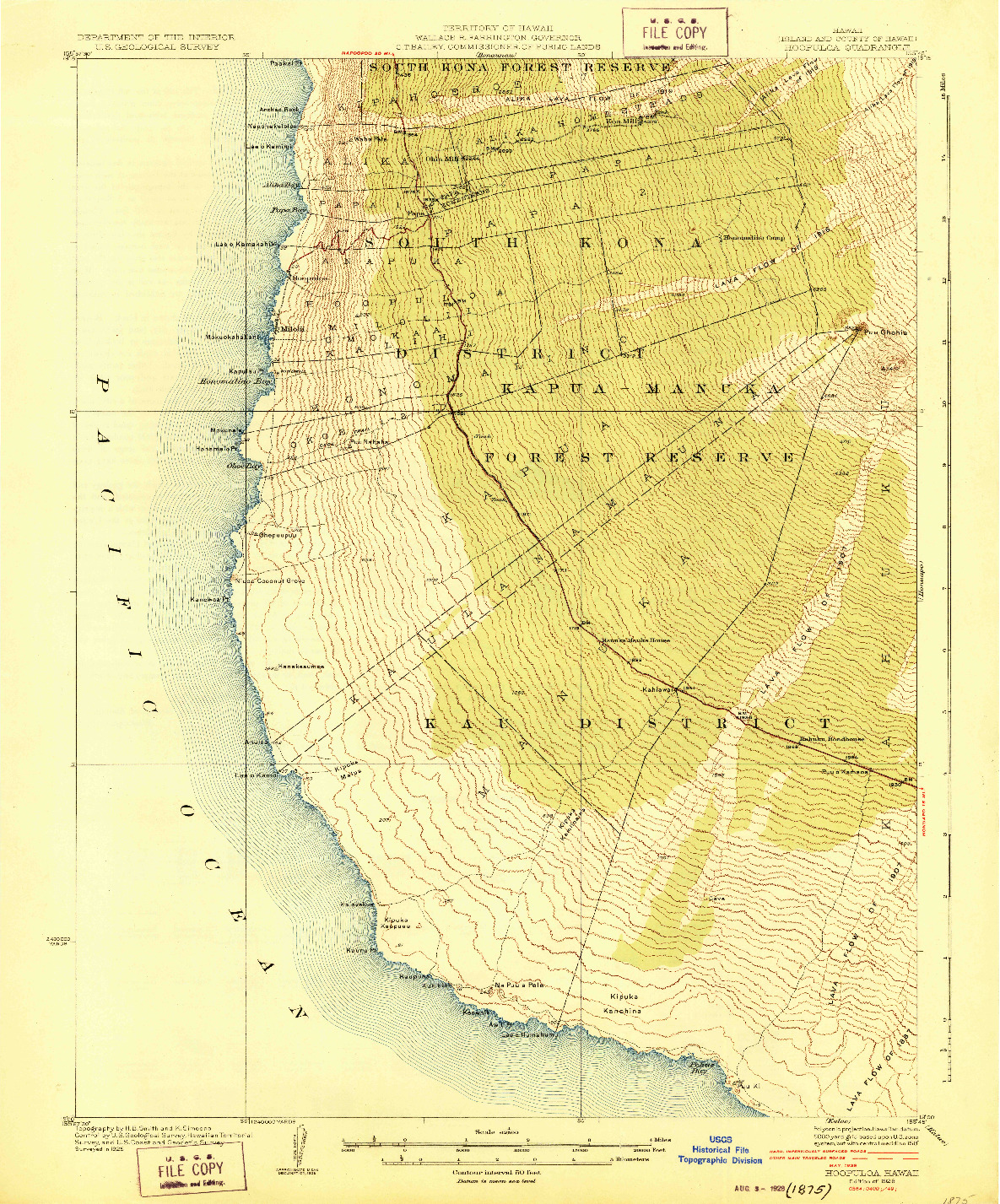 USGS 1:62500-SCALE QUADRANGLE FOR HOOPULOA, HI 1928