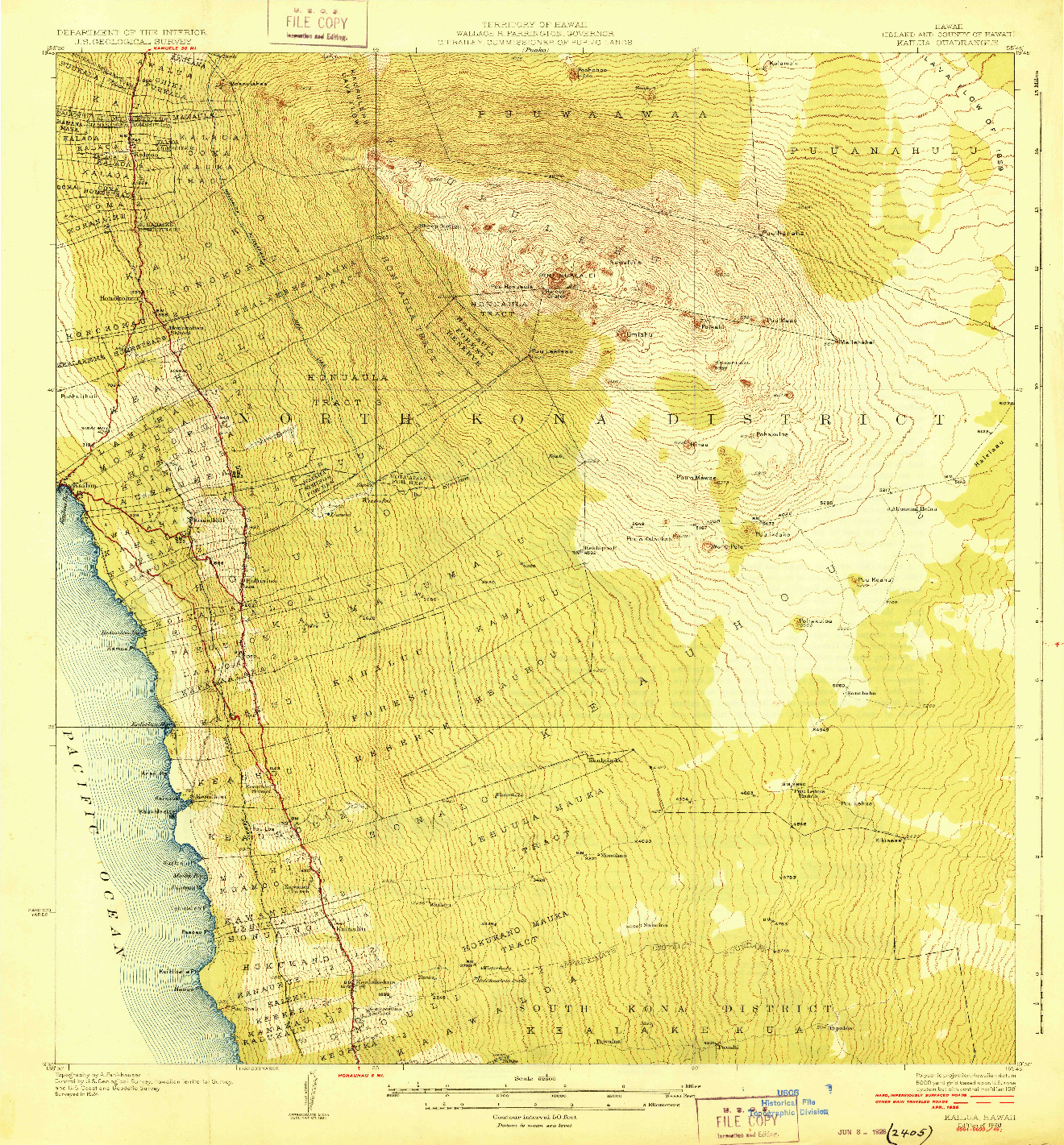 USGS 1:62500-SCALE QUADRANGLE FOR KAILUA, HI 1928