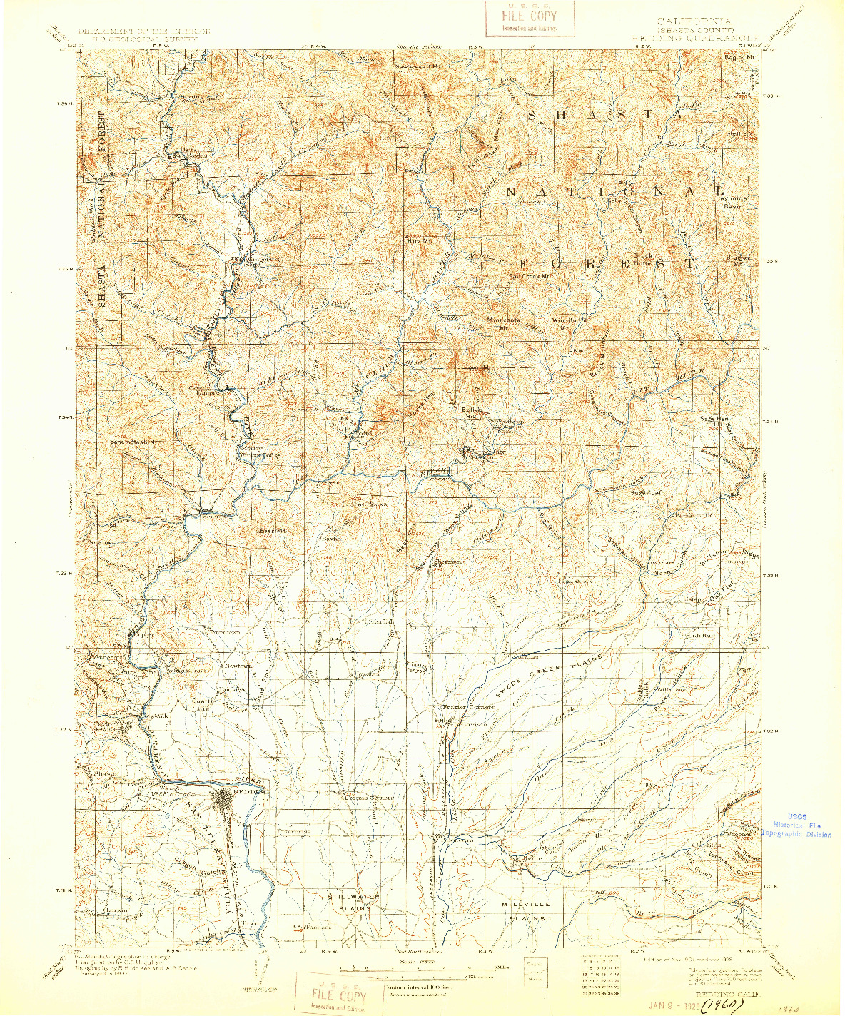USGS 1:125000-SCALE QUADRANGLE FOR REDDING, CA 1901