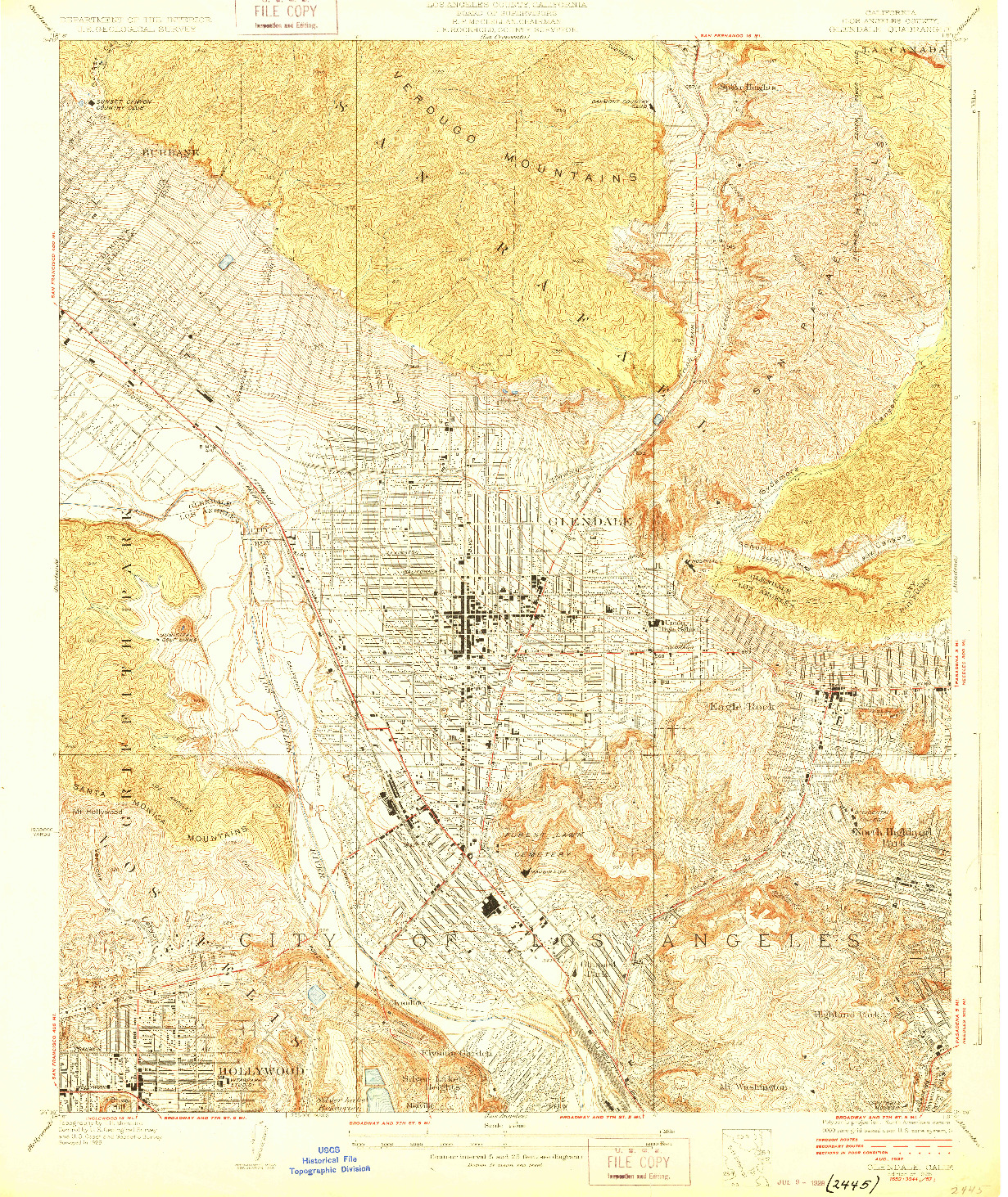 USGS 1:24000-SCALE QUADRANGLE FOR GLENDALE, CA 1928